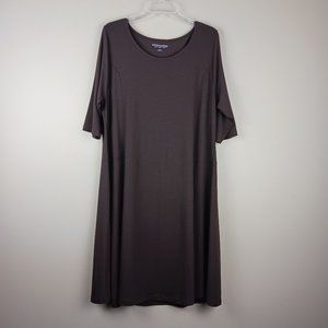 SOFT SURROUNDINGS| Brown Half Sleeve Jersey Knit Flowy Midi Dress Size 1X